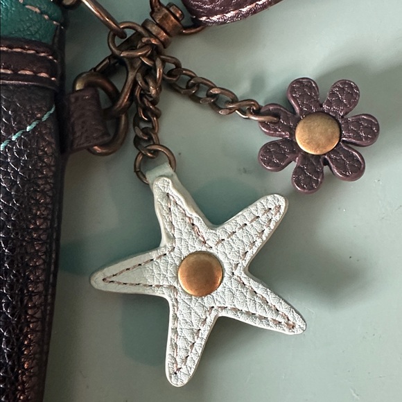 Chala Teal and Brown Turtle Crossbody Bag - Picture 4 of 13